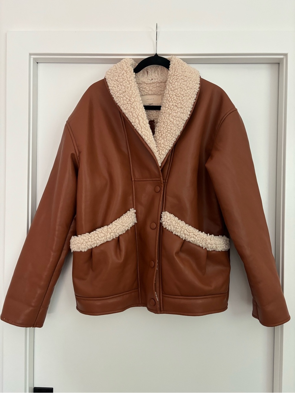 Anthropologie Blank NYC Vegan Leather Sherpa Lined Coat (Read Description)